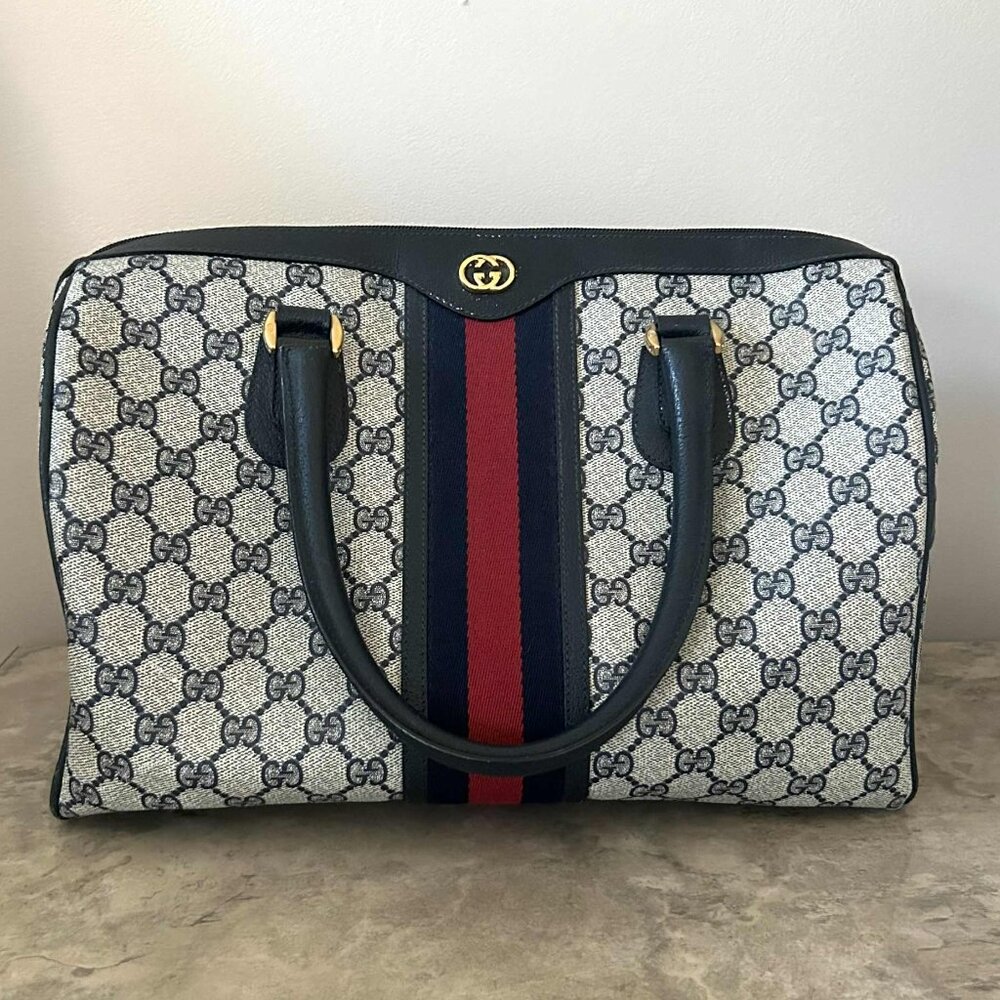 RARE Vintage GUCCI Signature Boston Style Handbag/Travel Bag (1980's edition)